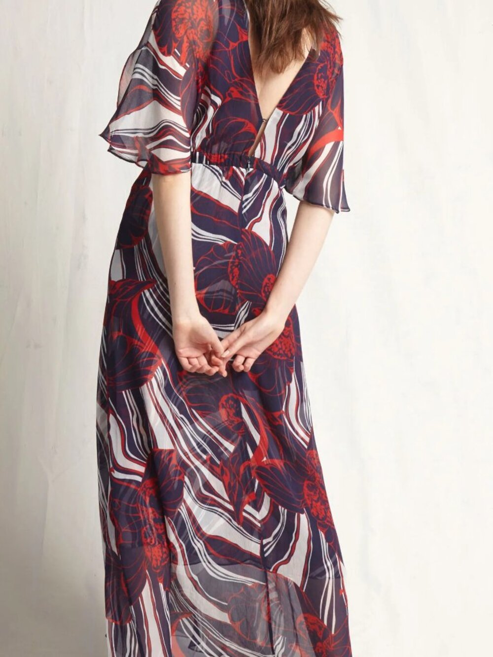 Warm Womens Silk Maxi Dress Vogue Runway 2018 Show Floral Resort Boho Luxe Sz S